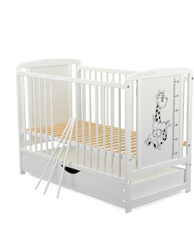 BN-BOTIMG12CM02AL,BabyNeeds - Patut din lemn Timmi Girafa 120x60 cm, Cu sertar cu capac, Din lemn de pin si mdf, Stabil si rezis