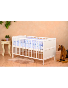 BN-BONAD12CM01AL,BabyNeeds - Patut din lemn Nadia transformabil pentru bebe si junior, 140x70 cm, Din lemn de pin si mdf, Stabil 2