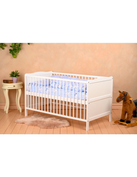 BN-BONAD12CM01AL,BabyNeeds - Patut din lemn Nadia transformabil pentru bebe si junior, 140x70 cm, Din lemn de pin si mdf, Stabil