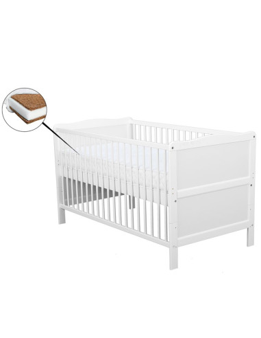 BN-BONAD12CM01AL,BabyNeeds - Patut din lemn Nadia transformabil pentru bebe si junior, 140x70 cm, Din lemn de pin si mdf, Stabil