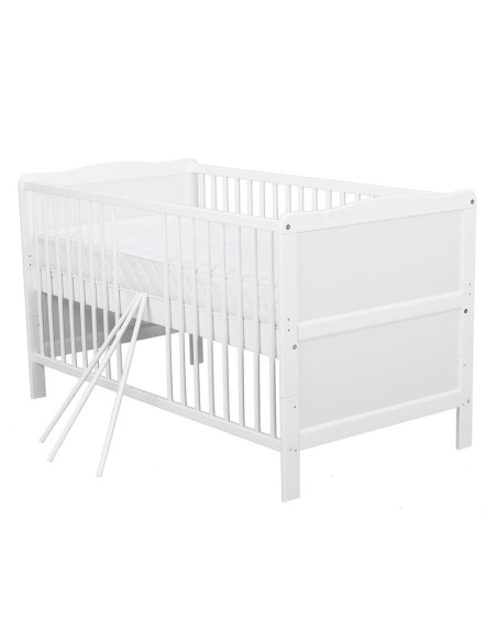 BN-BONAD12CM01AL,BabyNeeds - Patut din lemn Nadia transformabil pentru bebe si junior, 140x70 cm, Din lemn de pin si mdf, Stabil