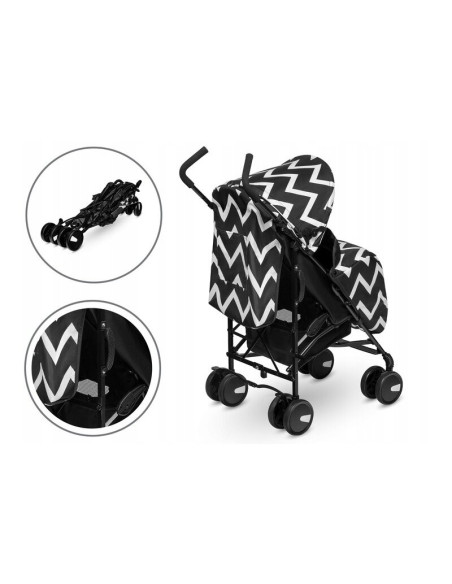 BN-LO-ELIA OSLO_BLACK/WHITE,Lionelo - Carucior sport Elia Oslo, Cu husa de picioare, Cu plasa de tantari, Conform cu standardul 