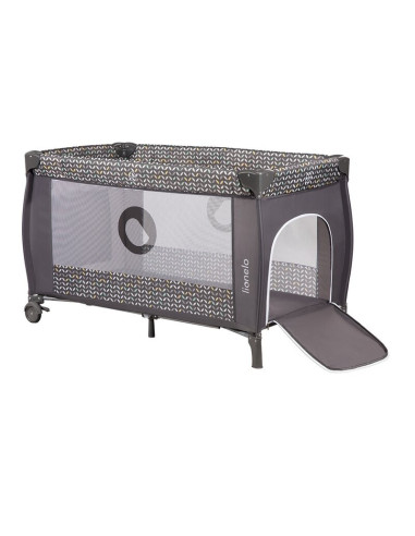 BN-LO-Sven Plus_Grey_Scandi,Lionelo - Patut pliant cu doua nivele Sven Plus, 120x60 cm, arcada jucarii, masuta de infasat, vibra
