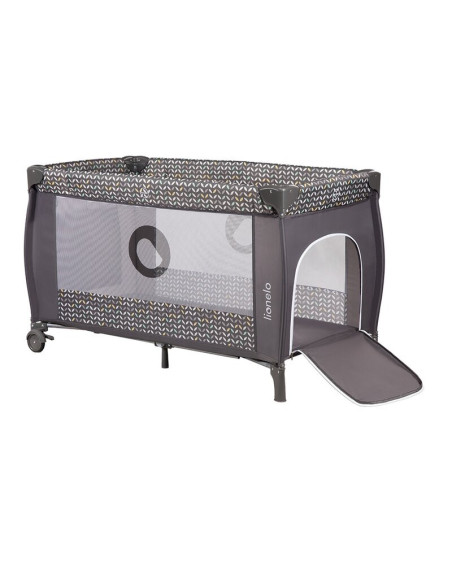 BN-LO-Sven Plus_Grey_Scandi,Lionelo - Patut pliant cu doua nivele Sven Plus, 120x60 cm, arcada jucarii, masuta de infasat, vibra