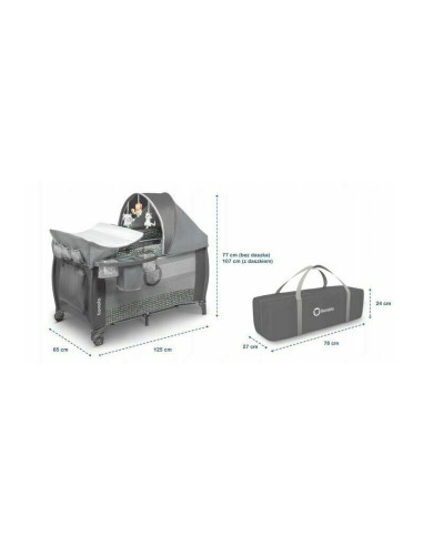 BN-LO-Sven Plus_Grey_Scandi,Lionelo - Patut pliant cu doua nivele Sven Plus, 120x60 cm, arcada jucarii, masuta de infasat, vibra