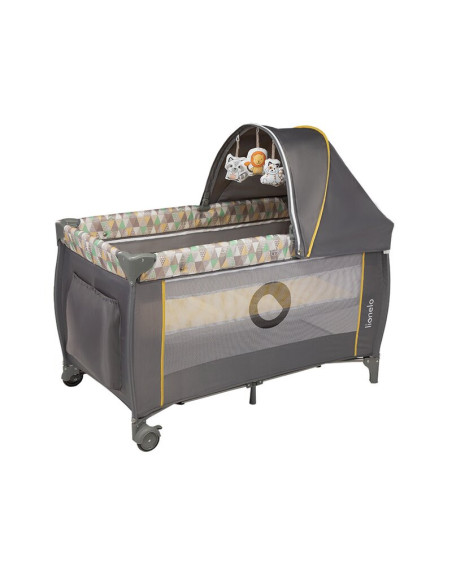 BN-LO-Sven Plus_Yellow_Scandi,Lionelo - Patut pliant cu doua nivele Sven Plus, 120x60 cm, arcada jucarii, masuta de infasat, vib