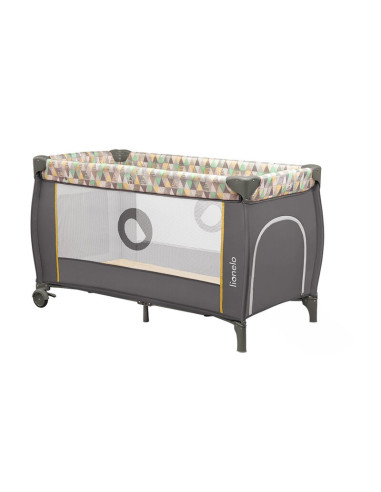 BN-LO-Sven Plus_Yellow_Scandi,Lionelo - Patut pliant cu doua nivele Sven Plus, 120x60 cm, arcada jucarii, masuta de infasat, vib