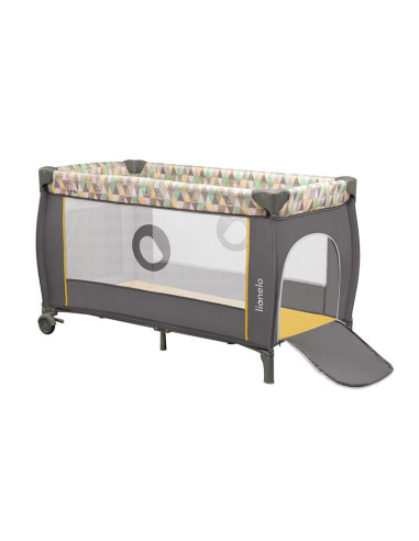 BN-LO-Sven Plus_Yellow_Scandi,Lionelo - Patut pliant cu doua nivele Sven Plus, 120x60 cm, arcada jucarii, masuta de infasat, vib