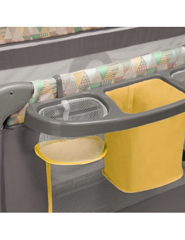 BN-LO-Sven Plus_Yellow_Scandi,Lionelo - Patut pliant cu doua nivele Sven Plus, 120x60 cm, arcada jucarii, masuta de infasat, vib
