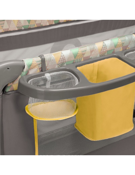 BN-LO-Sven Plus_Yellow_Scandi,Lionelo - Patut pliant cu doua nivele Sven Plus, 120x60 cm, arcada jucarii, masuta de infasat, vib