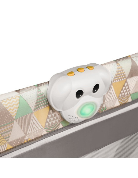 BN-LO-Sven Plus_Yellow_Scandi,Lionelo - Patut pliant cu doua nivele Sven Plus, 120x60 cm, arcada jucarii, masuta de infasat, vib