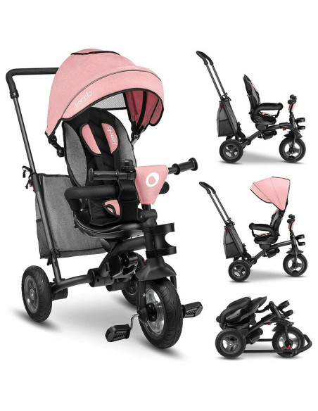 BN-LO-TRISCANDY_ROSE/GREY,Lionelo - Tricicleta Tris, Mecanism de pedalare libera, Suport picioare, Control al directiei, Scaun r