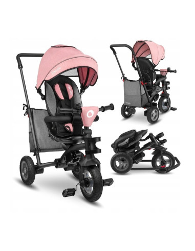 BN-LO-TRISCANDY_ROSE/GREY,Lionelo - Tricicleta Tris, Mecanism de pedalare libera, Suport picioare, Control al directiei, Scaun r