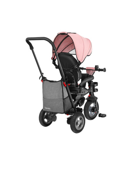 BN-LO-TRISCANDY_ROSE/GREY,Lionelo - Tricicleta Tris, Mecanism de pedalare libera, Suport picioare, Control al directiei, Scaun r