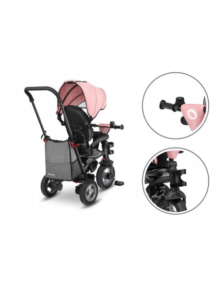 BN-LO-TRISCANDY_ROSE/GREY,Lionelo - Tricicleta Tris, Mecanism de pedalare libera, Suport picioare, Control al directiei, Scaun r