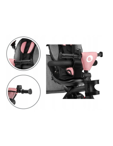 BN-LO-TRISCANDY_ROSE/GREY,Lionelo - Tricicleta Tris, Mecanism de pedalare libera, Suport picioare, Control al directiei, Scaun r