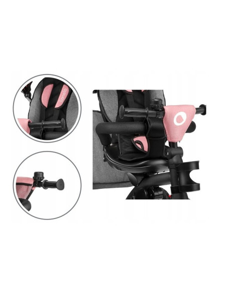 BN-LO-TRISCANDY_ROSE/GREY,Lionelo - Tricicleta Tris, Mecanism de pedalare libera, Suport picioare, Control al directiei, Scaun r