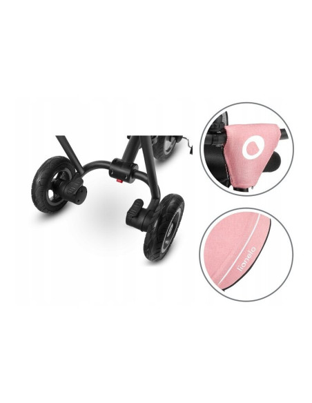 BN-LO-TRISCANDY_ROSE/GREY,Lionelo - Tricicleta Tris, Mecanism de pedalare libera, Suport picioare, Control al directiei, Scaun r