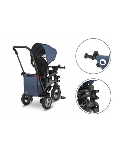 BN-LO-TRIS_JEANS,Lionelo - Tricicleta Tris, Mecanism de pedalare libera, Suport picioare, Control al directiei, Scaun reversibil
