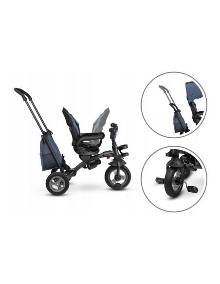 BN-LO-TRIS_JEANS,Lionelo - Tricicleta Tris, Mecanism de pedalare libera, Suport picioare, Control al directiei, Scaun reversibil