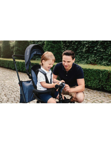 BN-LO-TRIS_JEANS,Lionelo - Tricicleta Tris, Mecanism de pedalare libera, Suport picioare, Control al directiei, Scaun reversibil