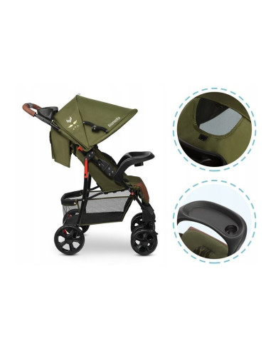 BN-LO-EMMA PLUS_FOREST_GREEN,Lionelo - Carucior sport Emma Plus, Cu tavita, 2 Suporturi pentru pahar, Geanta accesorii, Conform 