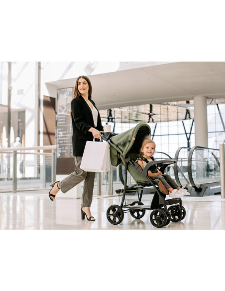 BN-LO-EMMA PLUS_FOREST_GREEN,Lionelo - Carucior sport Emma Plus, Cu tavita, 2 Suporturi pentru pahar, Geanta accesorii, Conform 