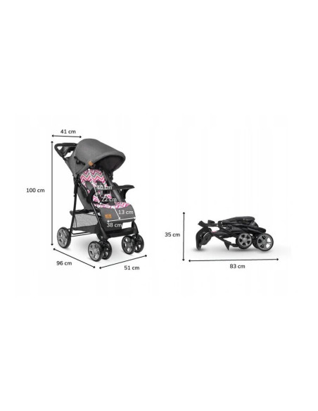 BN-LO-EMMA PLUS_PINK_SCANDI,Lionelo - Carucior sport Emma Plus, Cu tavita, 2 Suporturi pentru pahar, Geanta accesorii, Conform c