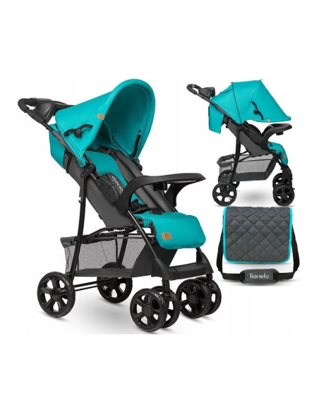 BN-LO-EMMA PLUS_VIVID_TURQUOISE,Lionelo - Carucior sport Emma Plus, Cu tavita, 2 Suporturi pentru pahar, Geanta accesorii, Confo