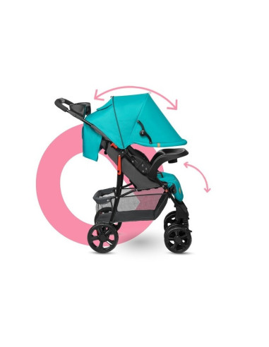 BN-LO-EMMA PLUS_VIVID_TURQUOISE,Lionelo - Carucior sport Emma Plus, Cu tavita, 2 Suporturi pentru pahar, Geanta accesorii, Confo