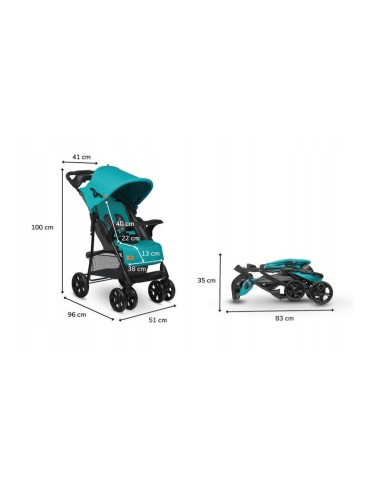 BN-LO-EMMA PLUS_VIVID_TURQUOISE,Lionelo - Carucior sport Emma Plus, Cu tavita, 2 Suporturi pentru pahar, Geanta accesorii, Confo