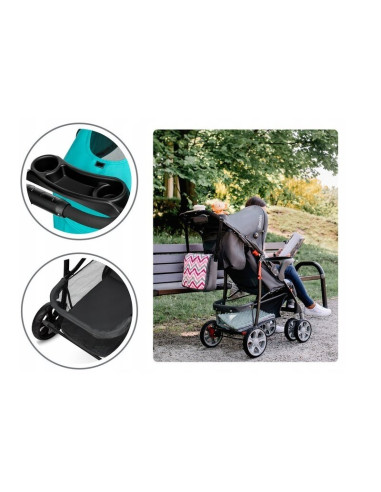BN-LO-EMMA PLUS_VIVID_TURQUOISE,Lionelo - Carucior sport Emma Plus, Cu tavita, 2 Suporturi pentru pahar, Geanta accesorii, Confo