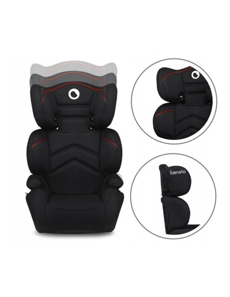 BN-LO-LARS_SPORTY_BLACK,Lionelo - Scaun auto Lars Sporty Spatar detasabil, 15-36 Kg, Conform cu standardul european de securitat