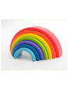 BN-80081,Joueco - Jucarie pentru stivuire din lemn certificat FSC, Curcubeu, 27x13.5 cm, 12 luni+, 7 piese, Multicolor