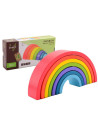 BN-80081,Joueco - Jucarie pentru stivuire din lemn certificat FSC, Curcubeu, 27x13.5 cm, 12 luni+, 7 piese, Multicolor