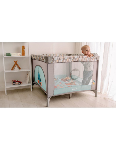 BN-LO-SOFIE_GREY_SCANDI,Lionelo - Tarc de joaca Lene, Cu roti, Cu intrare laterala cu fermoar, 100 x 100 cm, Conform cu standard