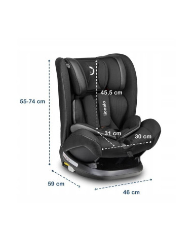 BN-LO-OLIVER_CARBON,Lionelo - Scaun auto Oliver Carbon Spatar reglabil, Protectie laterala, Top Tether, 9-36 Kg, cu Isofix, Conf