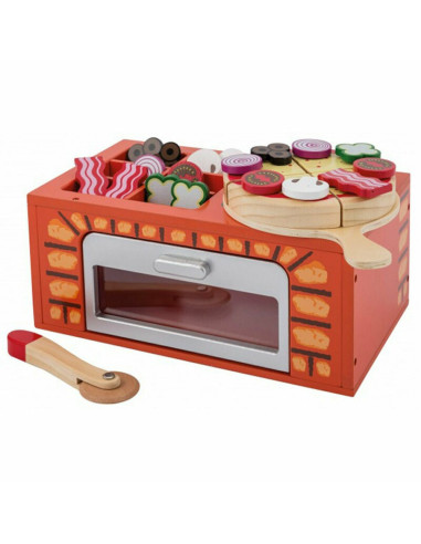 BN-80076,Joueco - Cuptor pizza din lemn certificat FSC, 28x16.5 cm, 3 ani+, 25 piese, Multicolor