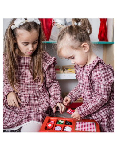 BN-80076,Joueco - Cuptor pizza din lemn certificat FSC, 28x16.5 cm, 3 ani+, 25 piese, Multicolor