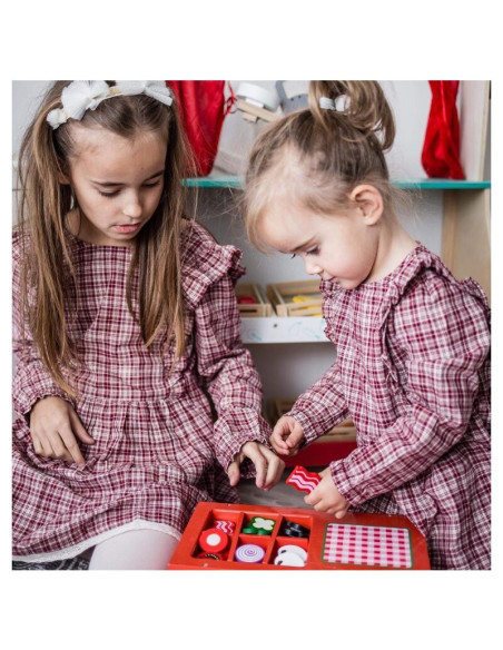 BN-80076,Joueco - Cuptor pizza din lemn certificat FSC, 28x16.5 cm, 3 ani+, 25 piese, Multicolor