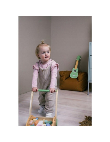 BN-80092,Joueco - Antepremergator cu 34 de cuburi, Familia Wildies, Din lemn certificat FSC, 12 luni+, Multicolor