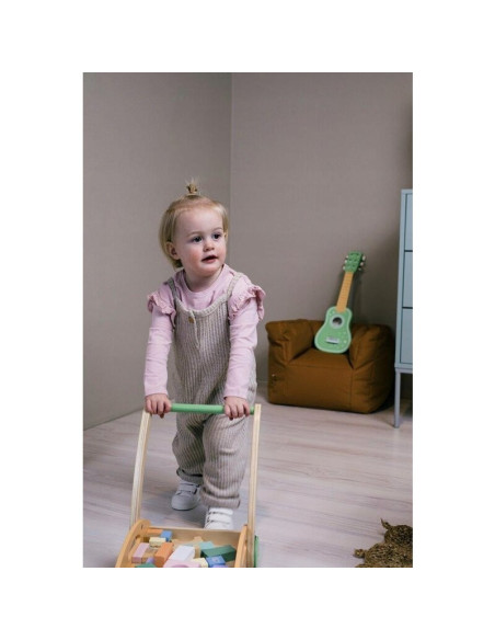 BN-80092,Joueco - Antepremergator cu 34 de cuburi, Familia Wildies, Din lemn certificat FSC, 12 luni+, Multicolor