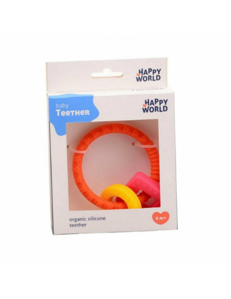 BN-22268_mov,Happy World - Jucarie de dentitie din silicon organic, Mov