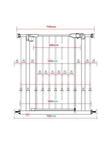 BN-QM-THOR,Qmini - Poarta siguranta Thor, 74 - 109.4 cm, Inchidere automata, Sistem dublu de blocare, Otel, Garantie extinsa:3 a