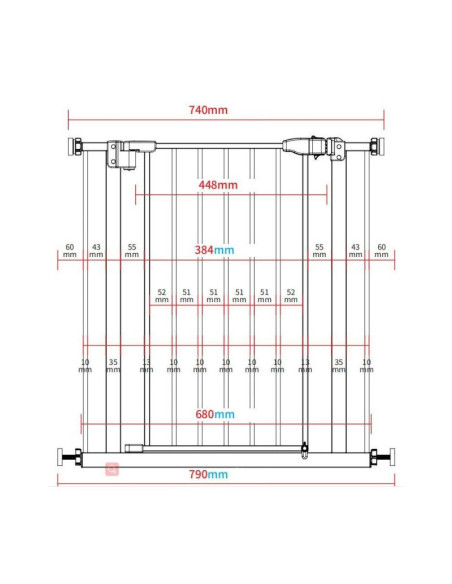 BN-QM-THOR,Qmini - Poarta siguranta Thor, 74 - 109.4 cm, Inchidere automata, Sistem dublu de blocare, Otel, Garantie extinsa:3 a