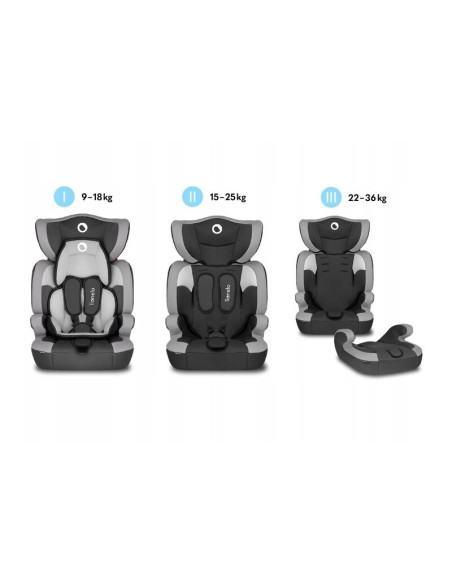 BN-LO-LEVI_ONE_GREY,Lionelo - Scaun auto Levi One Spatar detasabil, 9-36 Kg, Conform cu standardul european de securitate ECE R4