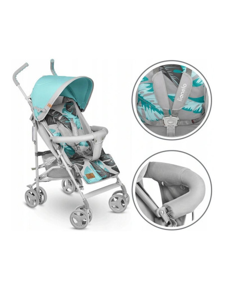BN-LO-ELIA_TROPICAL_TURQUOISE,Lionelo - Carucior sport Elia Tropical, Cu husa de picioare, Cu plasa de tantari, Conform cu stand
