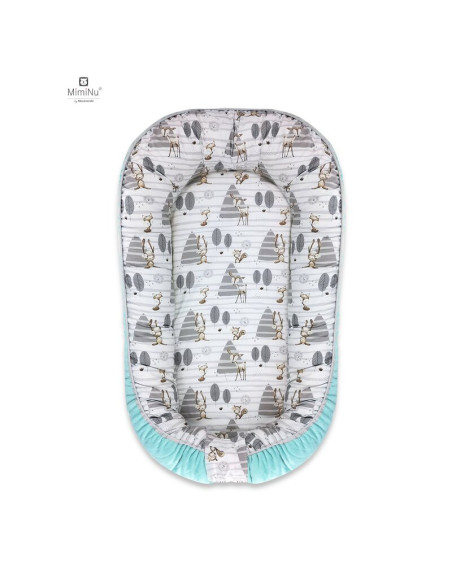 BN-5907501409644,MimiNu - Cosulet bebelus pentru dormit cu doua fete, Baby Nest 105x66 cm, Husa 100% bumbac si catifea moale, Cu