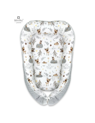 BN-5907501408708,MimiNu - Cosulet bebelus pentru dormit cu doua fete, Baby Cocoon 75x55 cm, Husa 100% bumbac si catifea moale, M