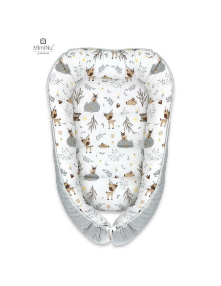 BN-5907501408708,MimiNu - Cosulet bebelus pentru dormit cu doua fete, Baby Cocoon 75x55 cm, Husa 100% bumbac si catifea moale, M